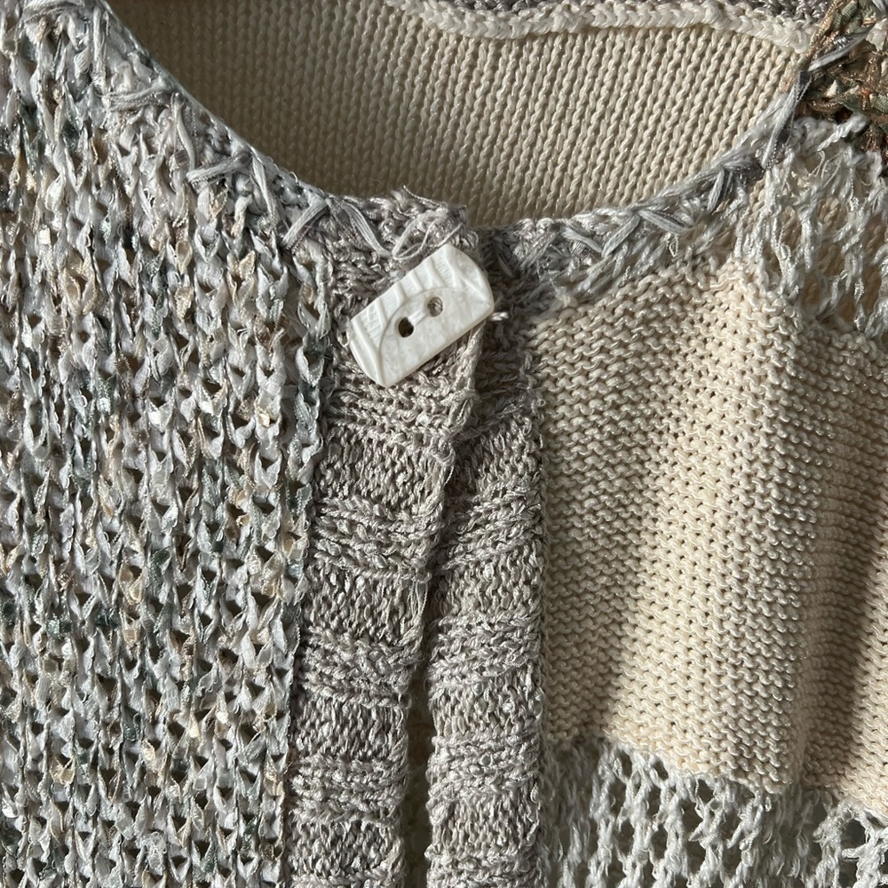 Anthropologie Curio Patchwork Button Front Knit C… - image 2